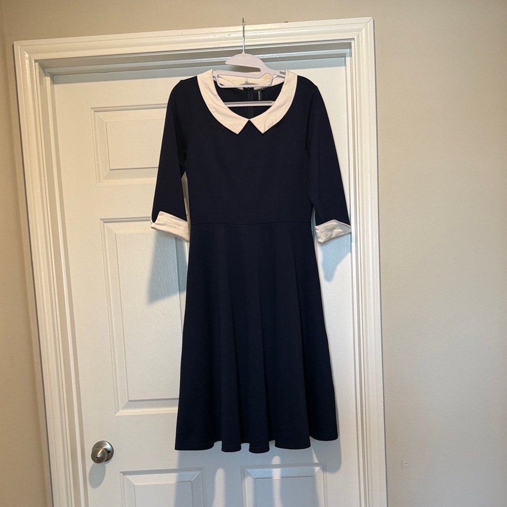 Miusol Navy and White Midi Dress